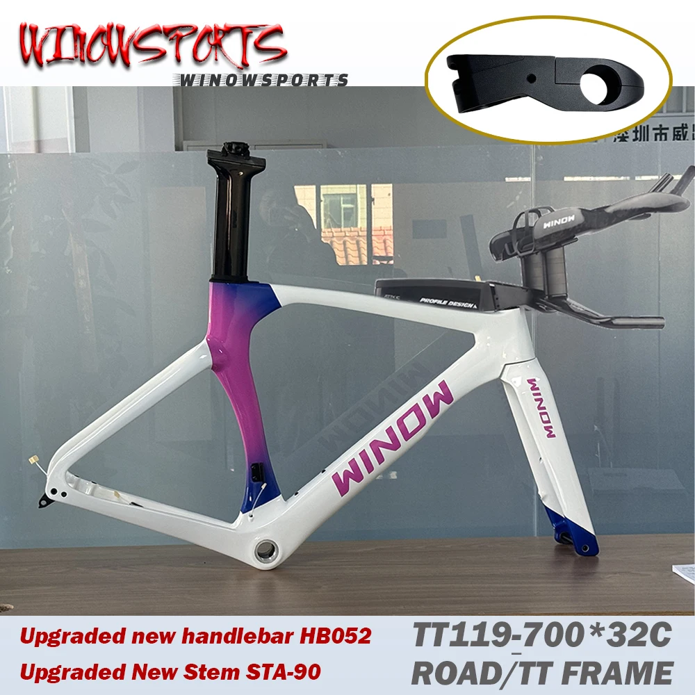 WINOWCYCLE Upgraded New bar HB052 New stem Carbon Time trial TT bike Frame Triathlon bicycle frameset High-end Product