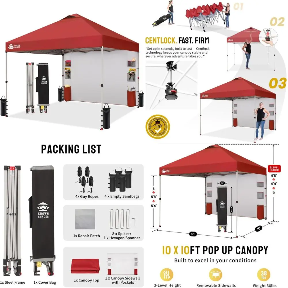 Tienda de campaña con dosel emergente de fácil instalación de 10x10 con bolsillos y pared lateral para refugio solar al aire libre y montaje para una persona