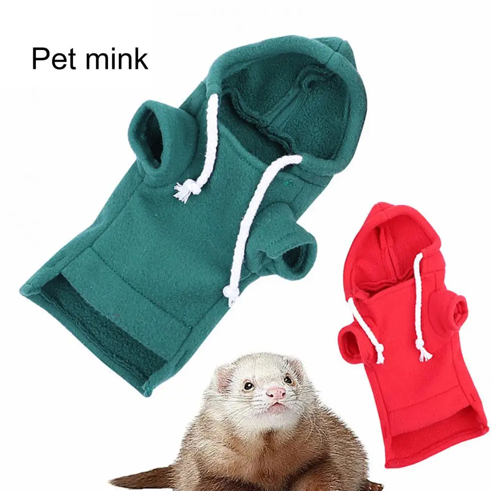 Pet Hoodie Cozy Ferret Hoodie with Drawstring Hood Elastic Foreleg Warm Fleece Guinea Pig Clothes for Small Pets Cute for Winter