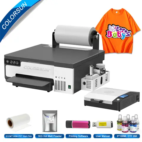 Colorsun DTF 프린터 티셔츠 인쇄기, 모든 원단, 후드티 가방, 티셔츠 인쇄기, A3 XP600