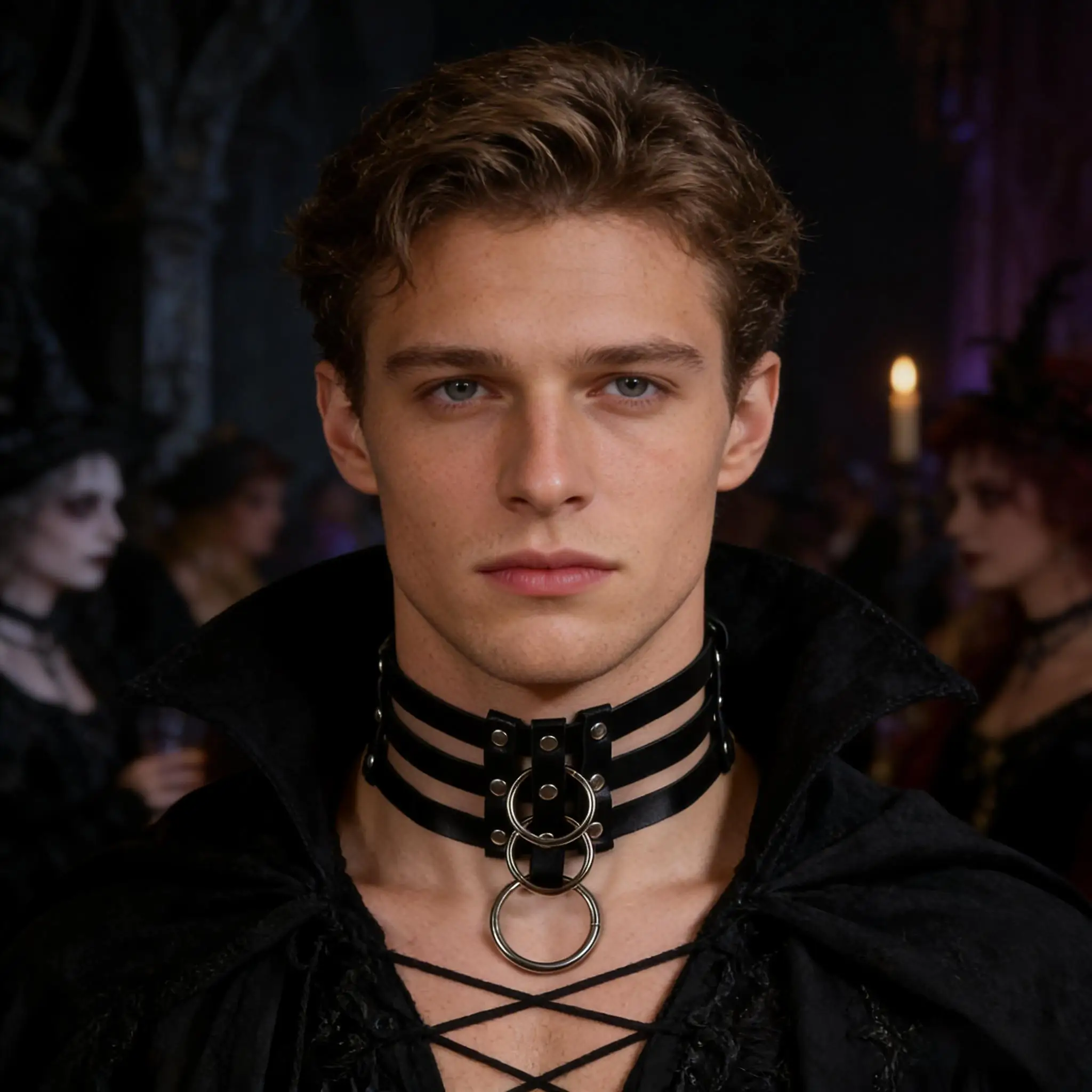 Gothic Adjustable PU Leather Choker with Metallic Studs for Daily Wear, Parties, Holiday Festivities,Party Accessory