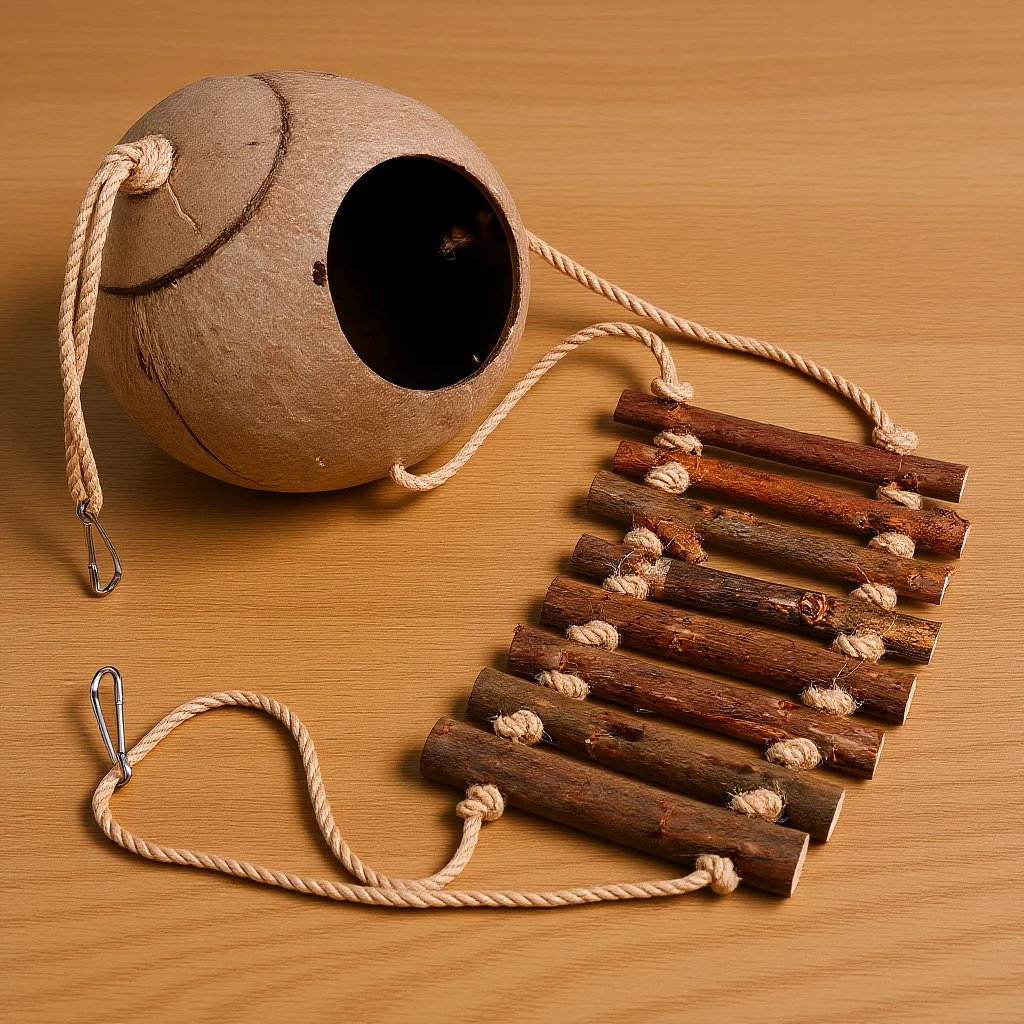 

Decorative Reptile Hideout Ladder Coconuts Shell Shelter Small Lightweight Natural Reptile Shelter Terrarium Ornament for Gecko