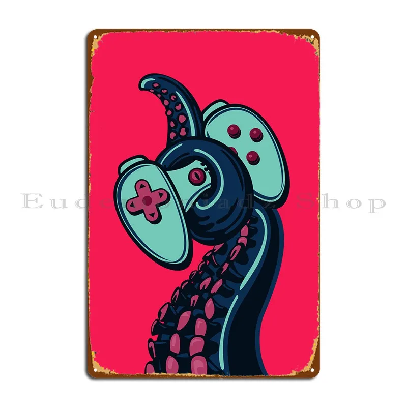 Octopus Game Pad Metal Sign Decoration Personalized Cinema Bar Cave Rusty Tin Sign Poster