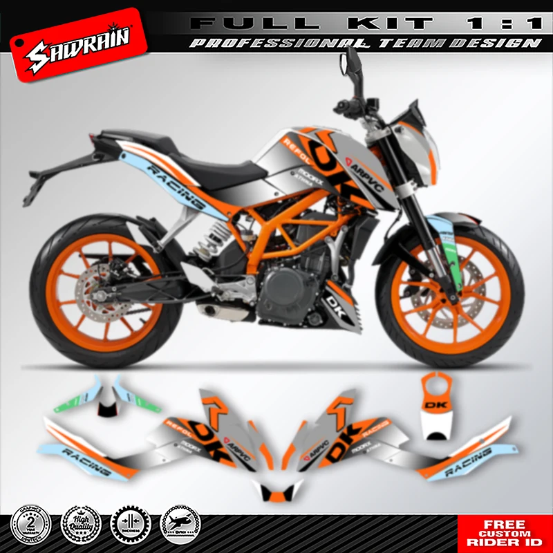Sawrain Motorcycle Graphics Backgrounds Decals Stickers Kit Number Name Custom For KTM DUKE 125 200 390 2011 2012 2013-2016 001