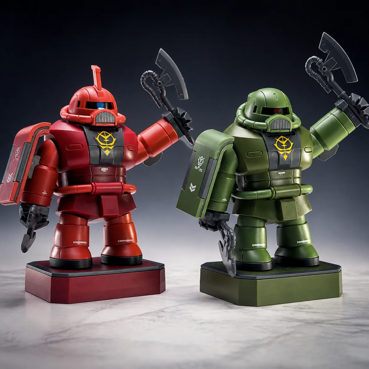 New Q Version Fat Zaku Magnetic Assembly Action Figure Model Kit Green Red Anime Figure Desktop Surprise Gift Collect Mech Toys