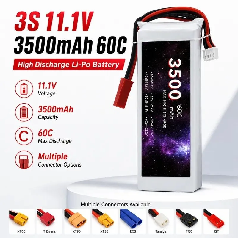 for Model Aircraft Drone RC Vehicle Boat Battery 3500mAh 3S 11.1V 60C Rechargeable Lipo Battery