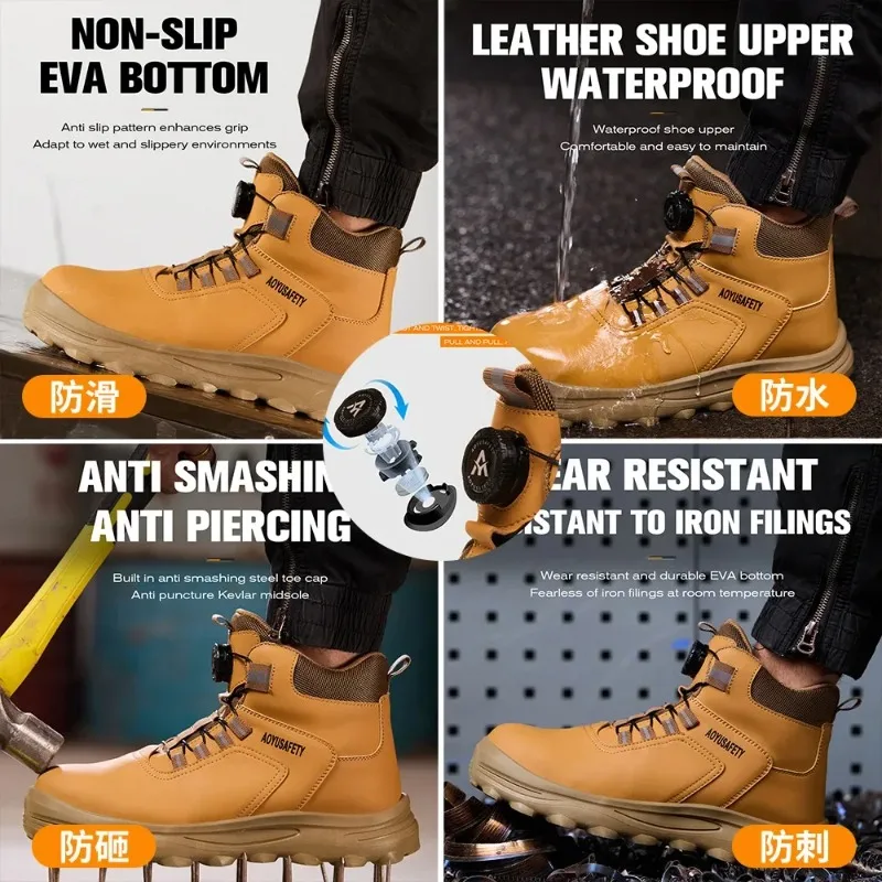 AOYU 2026 WINTER Safety Protective Shoes Steel Toe Work Shoes Men Anti-puncture Safety Shoes Men Women Work Safety BootsHigh‑Top