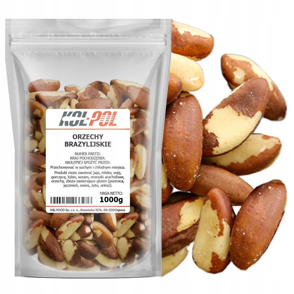 ORZECHY BRAZYLIJSKIE CAŁE 1kg Naturalne świeże duże wysoka jakość Kol-Pol