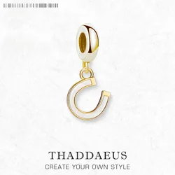 Lucky Horseshoe Golden Charms Europe Fine Jewelry Women Men Talisman Gift In 925 Sterling Silver