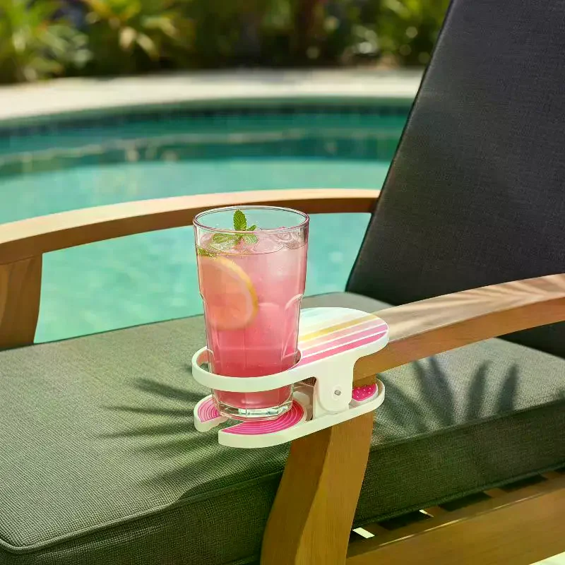 Rainbow Clip On Chair Cup Holder Portable Durable BPA Free Material for Beach Family Camping Trips