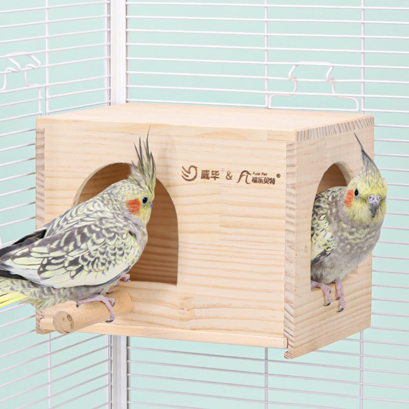

Wooden Bird House Nest Birds Breeding Box Pet Bird House Nest Bird Parrot Breeding Cages Pet Accessories Home Balcony Decoration