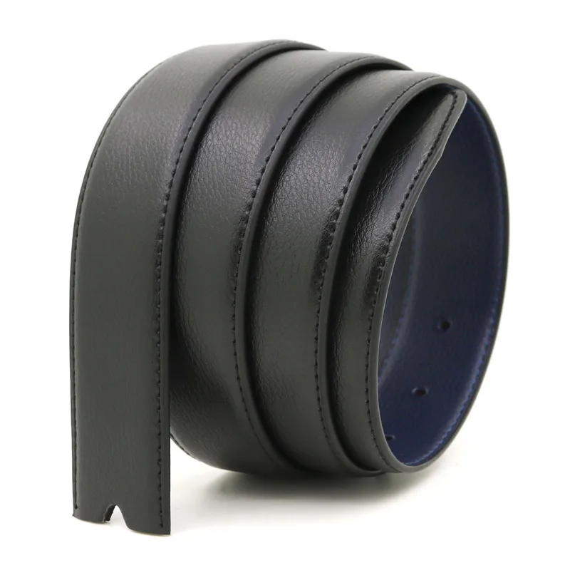 3.3 cm Board Buckle Pin Buckle Belt Strip, Belt Body, Buckle-Free White and Blue-Gray Genuine Leather Perforated Belt