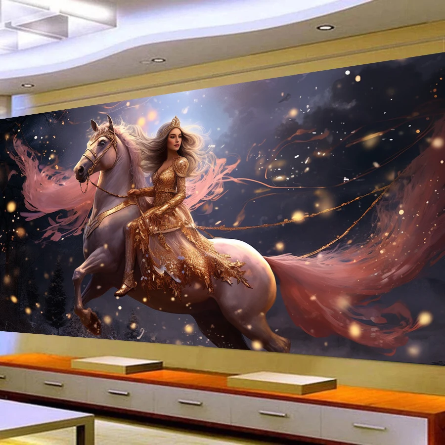 

Diamond Painting Large Size Princess Riding Horse Diy Full Mosaic Embroidery Animals Picture Woman Jewellery Cross Stitch Kits