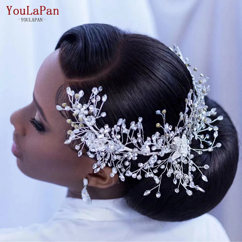 

YouLaPan HP286 Luxury Wedding Headpiece Alloy Flower Bridal Headband Woman Hair Accessories for Party African Bride Tiaras