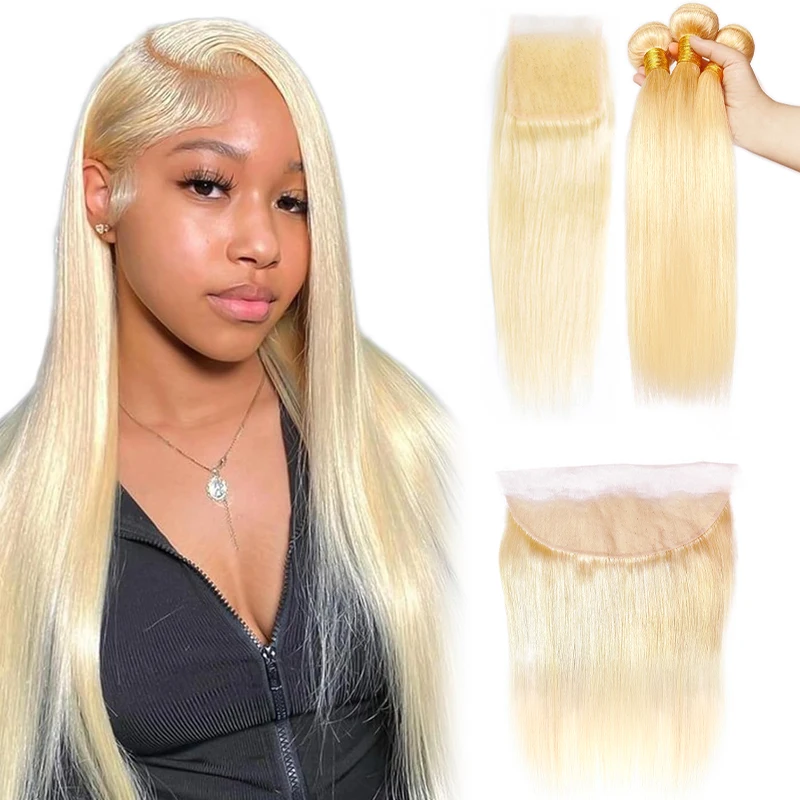 10A 3 حزم مع 13x4 4x4 HD الدانتيل إغلاق 613 البرازيلي شفافة قبل قطعها ريمي حزم من شعر طبيعي مفرود للنساء