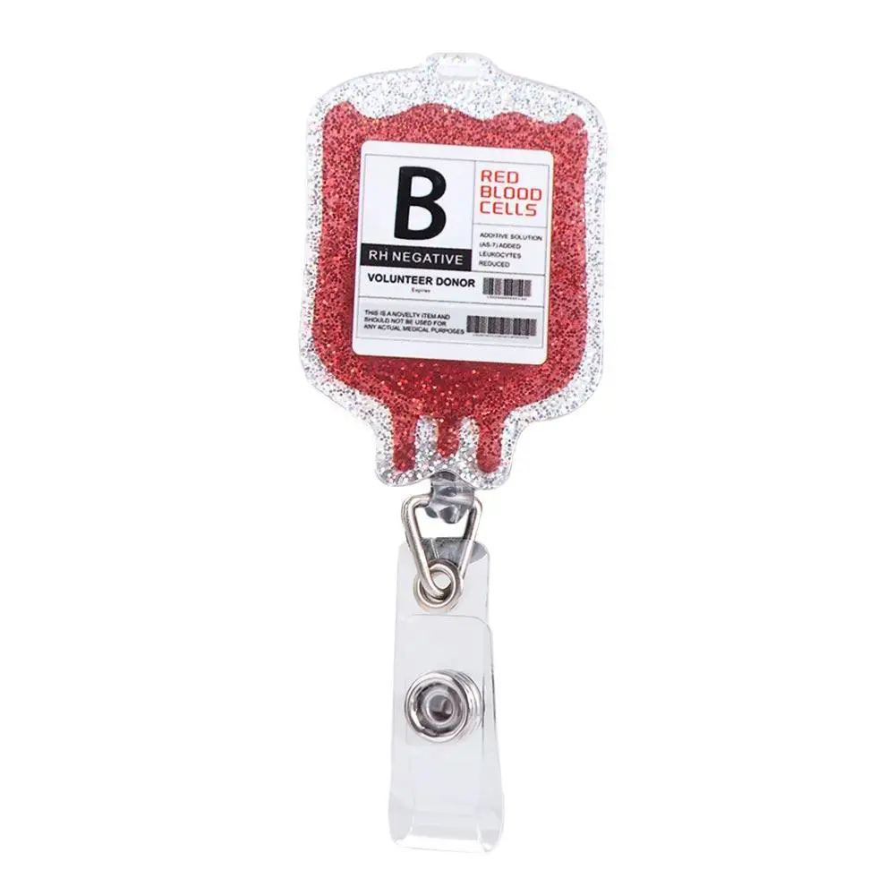 

ABS Retractable Badge Reel Anti Lost Easy To Pull Buckle Blood Type Bag Shape Clips Keys Lanyard Simplicity