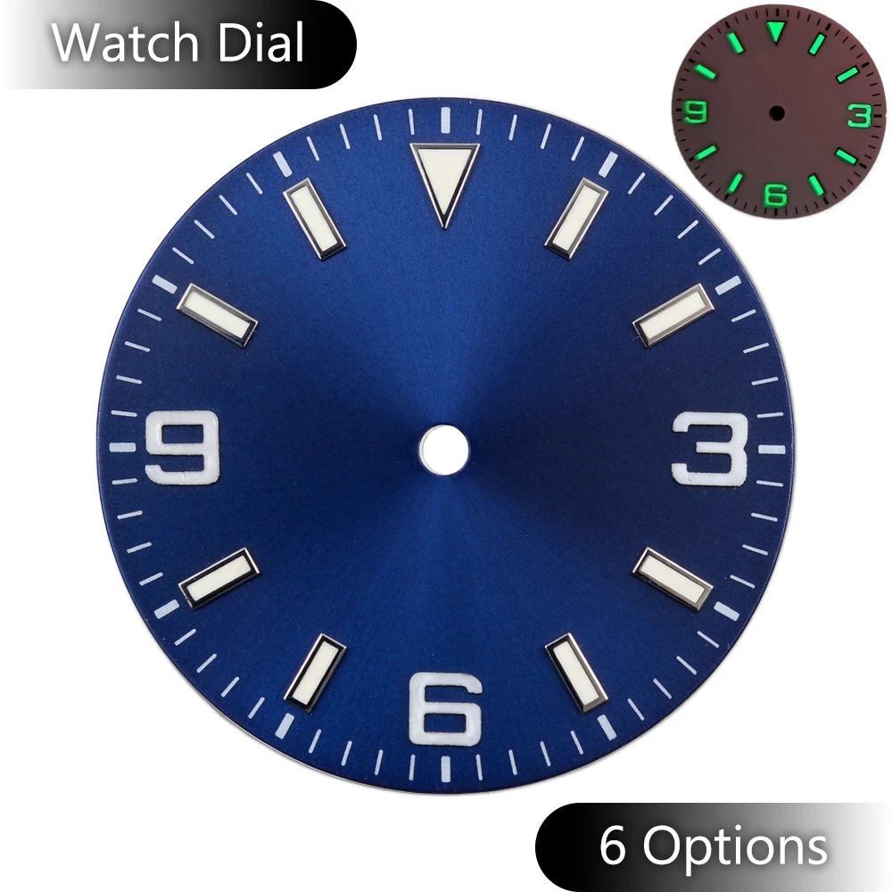 29mm Fits ETA2813 ETA2836 Miyota 8200 369 Numeral Dial C3 Green Lume Triangle Marker 3 3.8 4.2 Crown Watch Mod Accessories