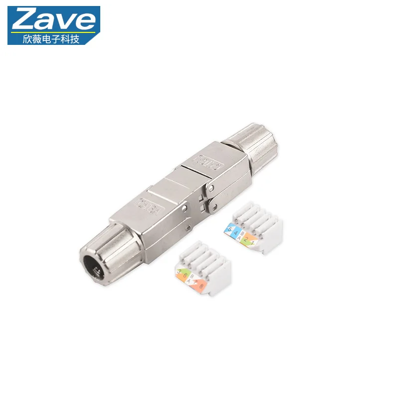 Conector de cabo Ethernet Cat6a/Cat7 - Adaptador blindado, sem ferramentas e direto para extensão de rede