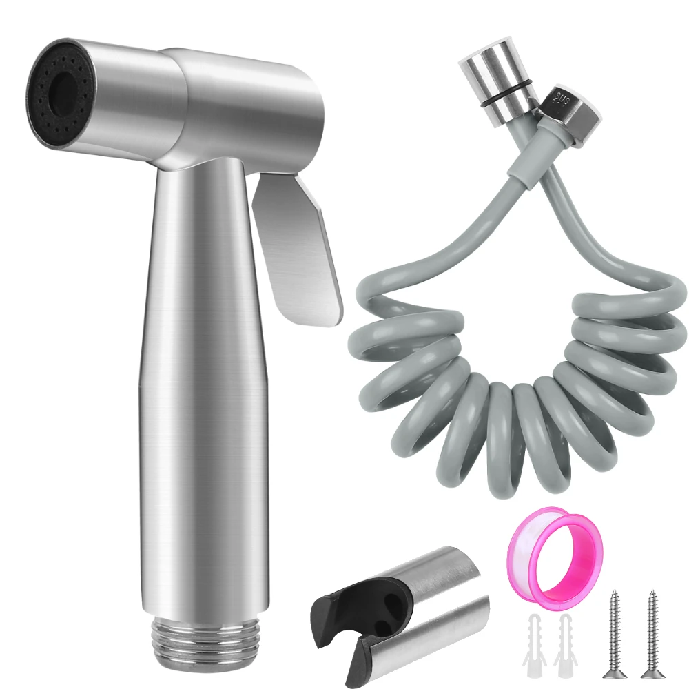 Handheld Bidet Sprayer with Bracket Holder 59in ABS Flexible Telescopic Shower Hose for Water Plumbing Toilet Bidet Sprayer Gun