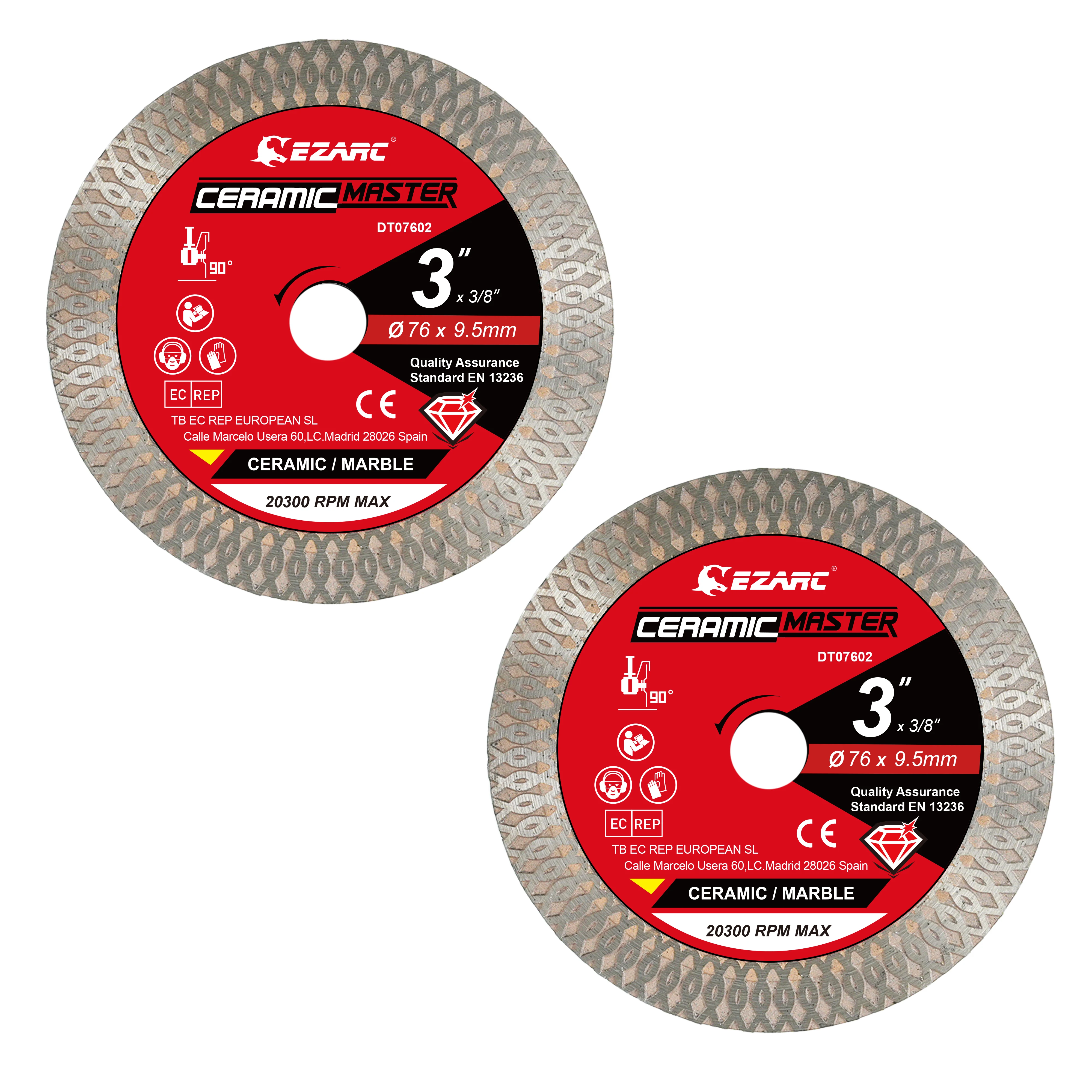 EZARC 3 inch Super Thin Diamond Blades, 2pcs Tile Blade, Diamond Saw Blades, for Smooth Cutting Ceramic Granite Marble Porcelain