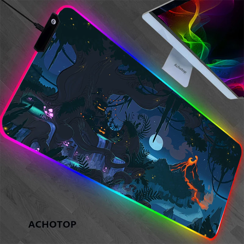 

RGB Midnight Forest Elf Gaming Cute Mats Mousepad Cartoon xl Size Gamer Mouse Pad XXL Keyboard Desk Computer PC Mat Notbook Pads