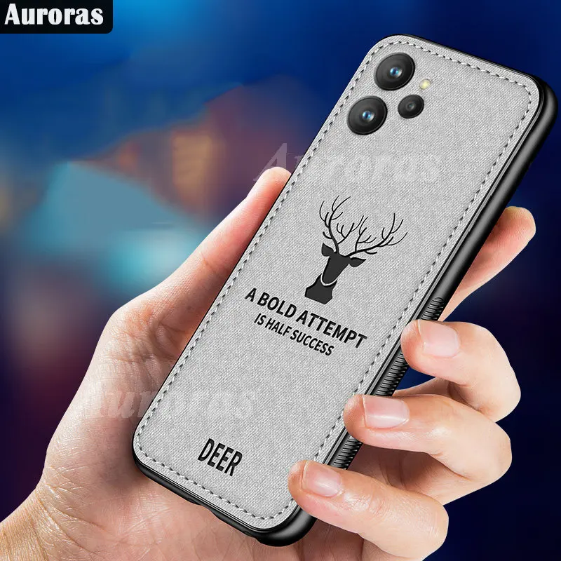 Auroras Case For OPPO Realme 10T Luxuy Brand Cloth Texture Deer Soft Cloth Case For Realme 10 Pro Plus Elk Back Cover