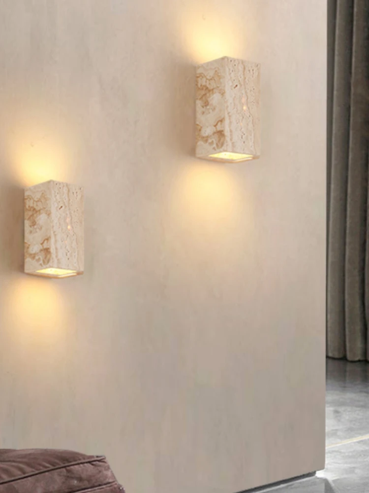 Natural Yellow Cave Stone Indoor Wall Lamp Living TV Background Wall Bedroom Bedside Table Lighting Balcony Corridor Decoration