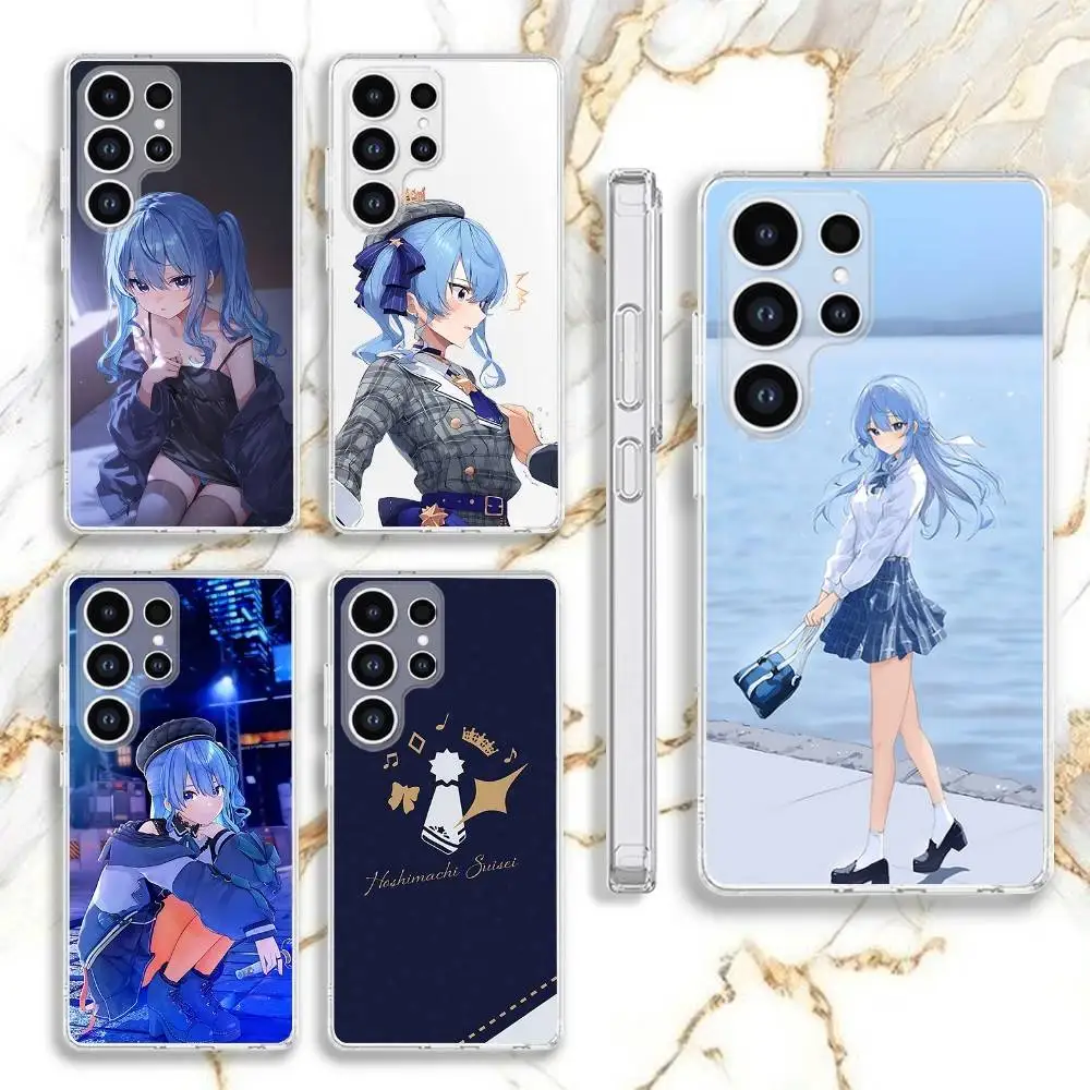 

H-Hoshimachi S-Suisei Phone Case For Samsung S30,23,21,22,20, FE lite,S10,9,8,7 PIus Note20ultra Soft Transparent