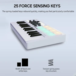 M-VAVE 25-Key MIDI Control Keyboard Mini Portable USB Keyboard with 25 Velocity Sensitive Keys 8 RGB Backlit Pads 8 Knobs