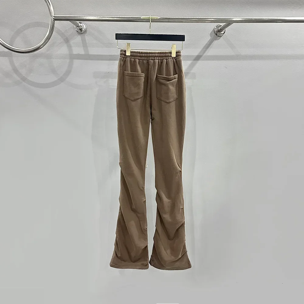 24ss Spring Ro Pants For Women High Street Flared Owens Pants Full-Length Trousers Hot Sale Casual Streetwear Fold Rick Pants