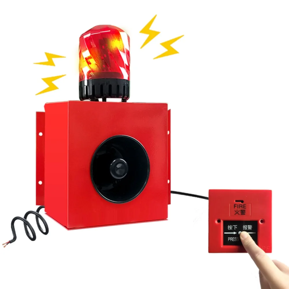 Manual Fire Alarm Push Button Loud Sound Strobe Siren Security Sound Alarm