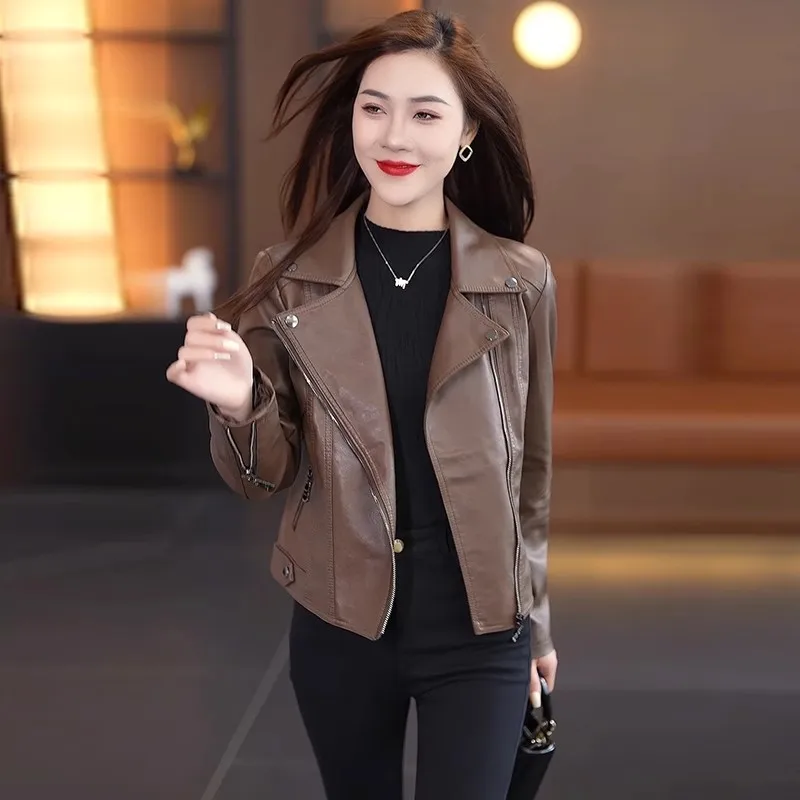 التخسيس ort السائق الجلود Jaet المرأة ربيع الخريف جديد Sle الراقية شخصية دعوى بولي Leather الجلود طويلة Sve سستة