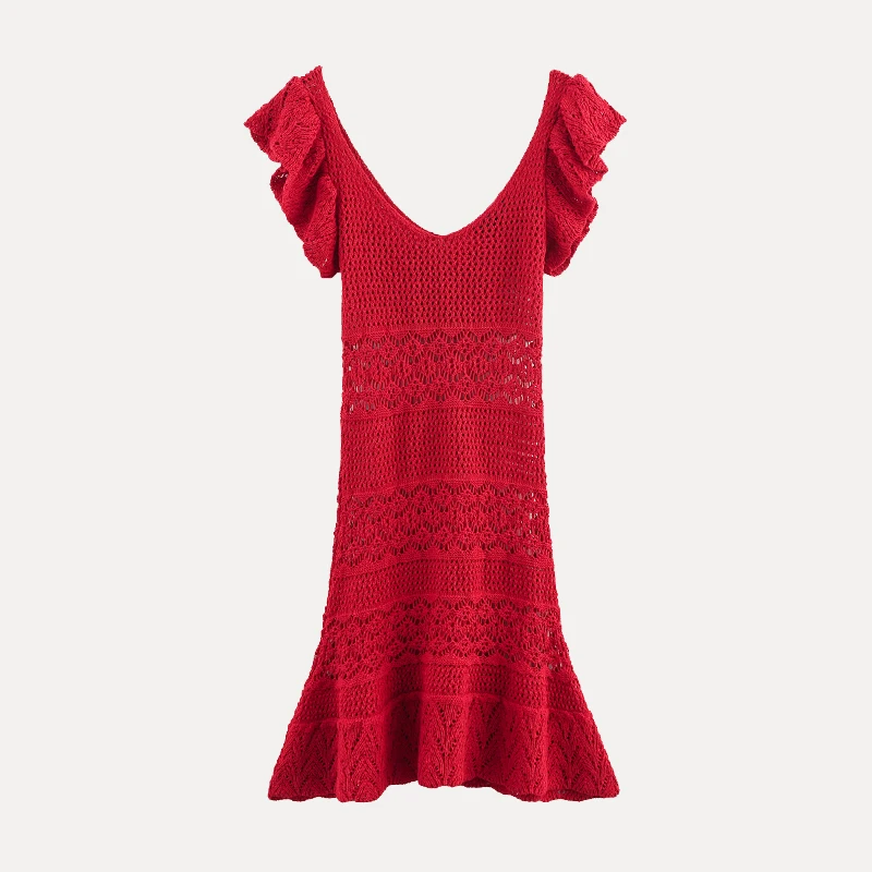  vestido de malha f de verão texturizado em camadas decoração cintura alta saia psada manga curta decote em v c...