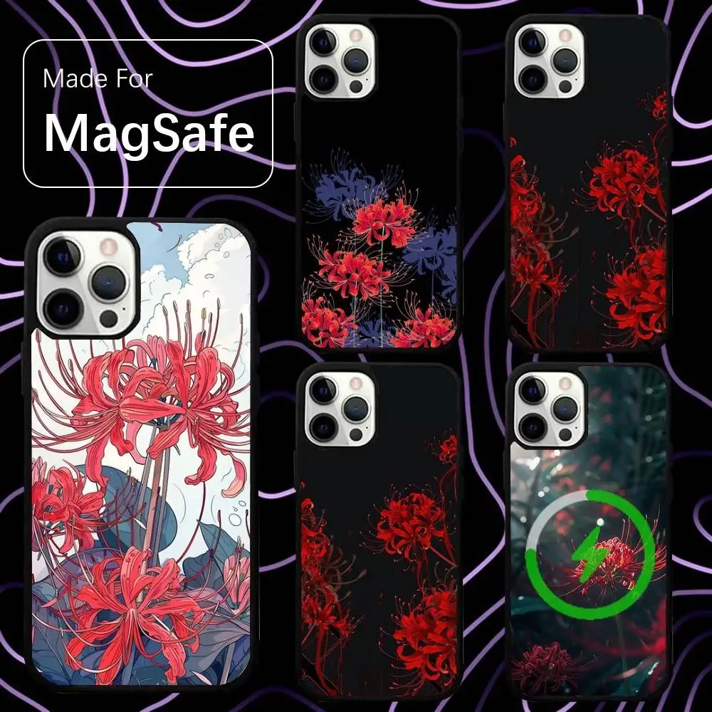

Spider Lily Red Flowers Phone Case For iPhone 17,16,15,14,13,12,11,Pro,Max,Plus,Mini,SE,Air Magsafe Magnetic Wireless Charging