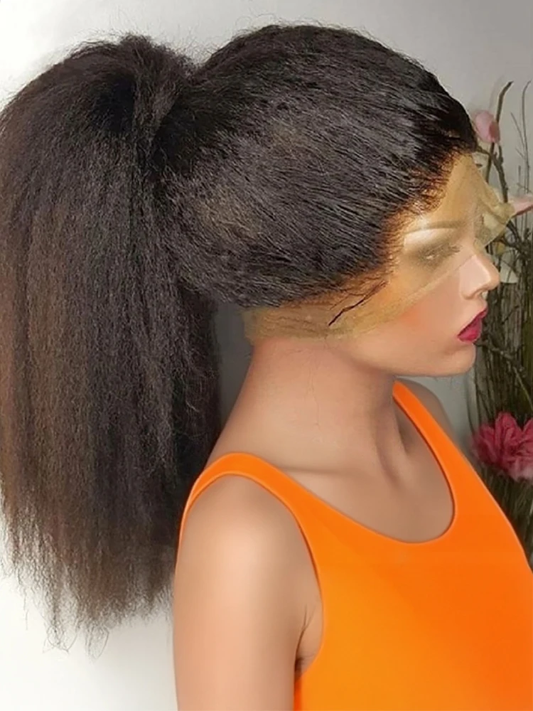 

250% Плотность Кудрявый Прямой Бразильский 360 Full Hd Парик Фронта Шнурка Предварительно Сорванные 13x6 Кружева Яки Прямые Передние Парики Человеческих Волос