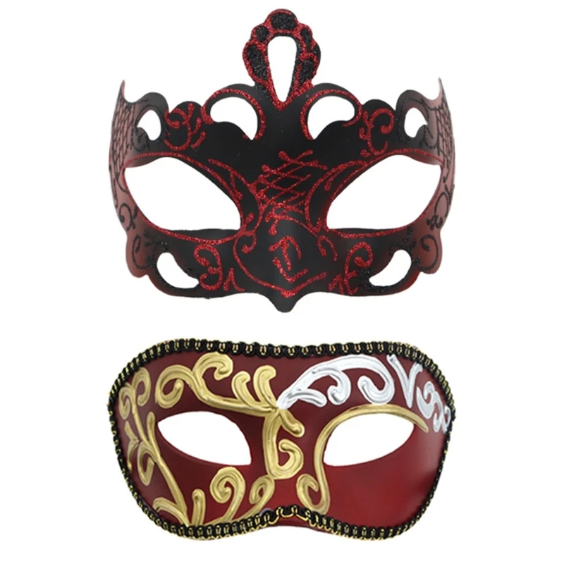 

652F Couple Masquerade Mask for Women Men Halloween Half Face Mask Masquerade Eye Mask for Masquerade Halloween Wedding Prom