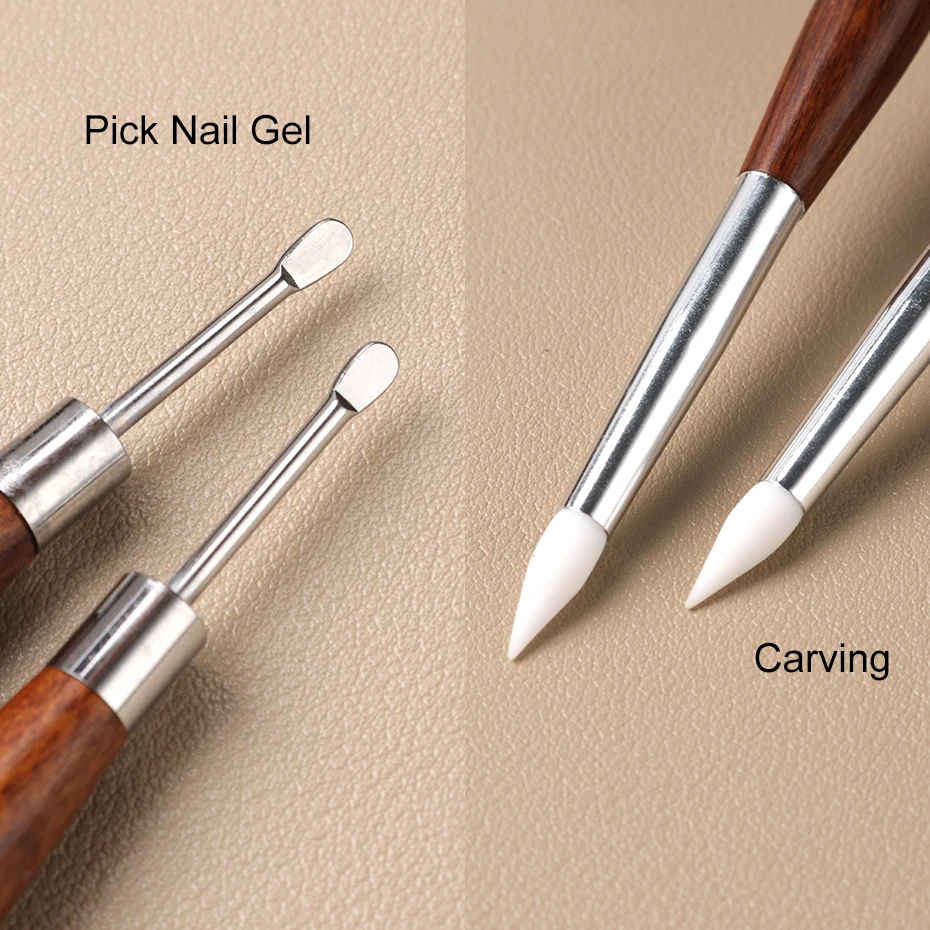 Doppelseitiger Nagelmodellierstift mit Silikonspitze, Nagelkunst-Pinsel, professionelles Maniküre-Werkzeug für Nagelverlängerung und Gel-Lack. – Detail 3