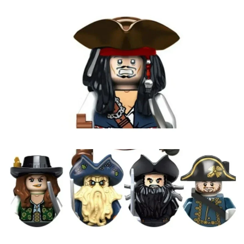 The Caribbean Pirates Ghost Zombie Captain Jack Sparrow Salazar Davy Jones Blackbeard Barbossa Figure Blocks Toys for Children