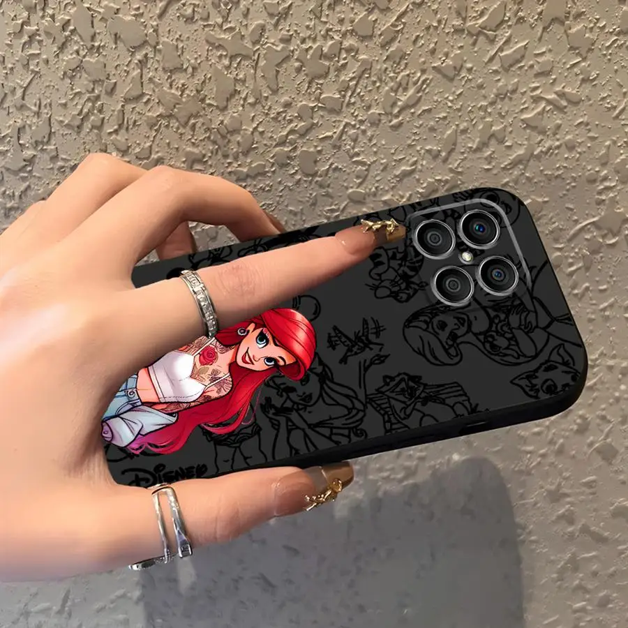 ディズニー タトゥー アリエル プリンセス クール ソフト バックフォンカバー ケース Honor X7 X9a 90 Lite X9c X7a X9 X8 8X 70用