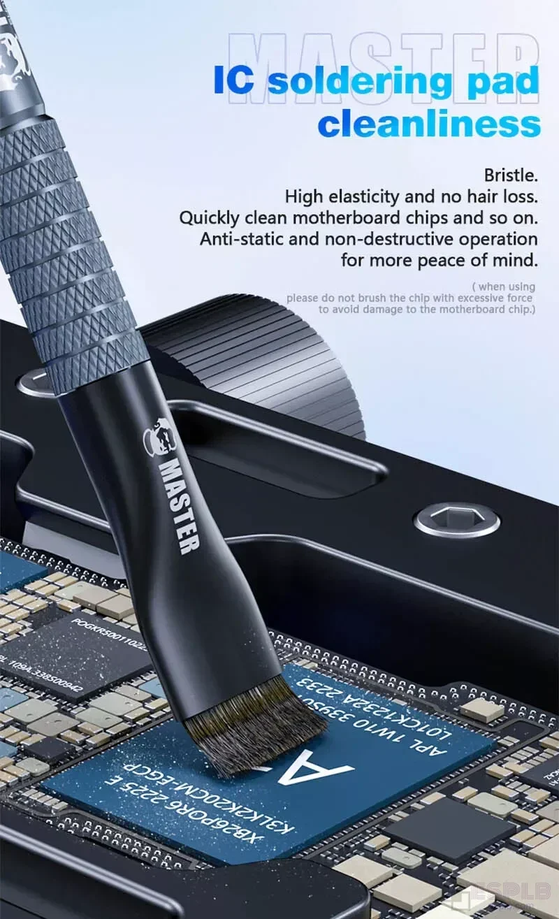Mechaniker Stahl/Borsten/Doppelkopfbürste für Motherboard Chip PCB CPU Kleber Entfernung IC Pad Staub Reinigung Reparatur Werkzeug – Detail 3