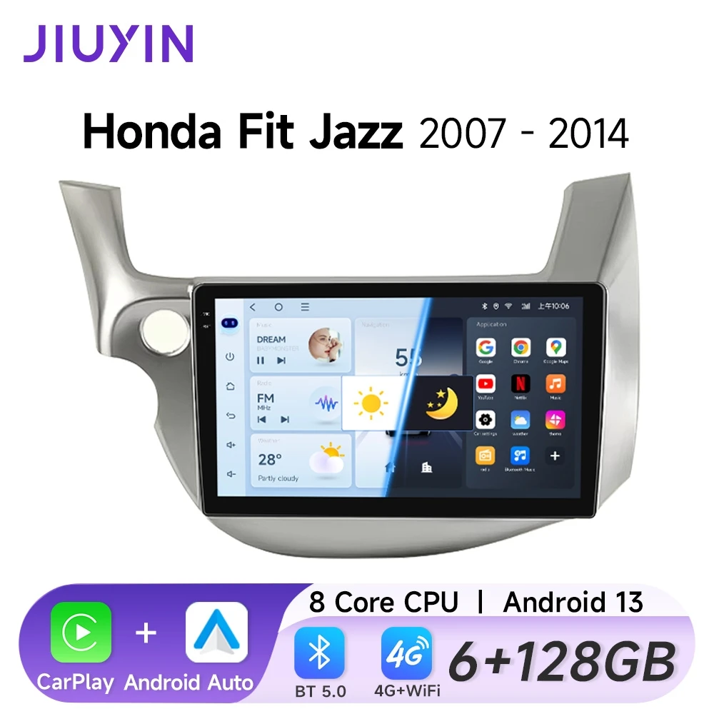 

Автомобильный стерео радио JIUYIN для Honda Fit Jazz 2007-2014 2din Android 13 Carplay Multimidia видеоплеер навигация GPS головное устройство