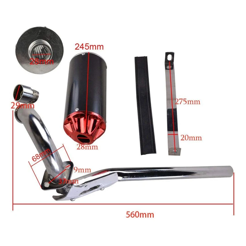 Exhaust Muffler Pipe For Honda CRF50 XR50 70Cc 110Cc 125Cc Taotao DB14 DB10 SSR SR110 Rocketa Xpro Db-X20 SDG