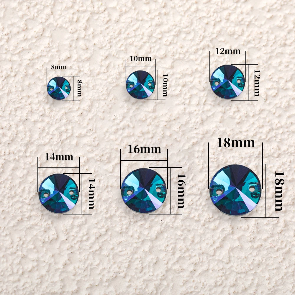 K9 High-quality inverted edge round glass flat button hand sewn rhinestone suitable for creative clothing and shoe accessories