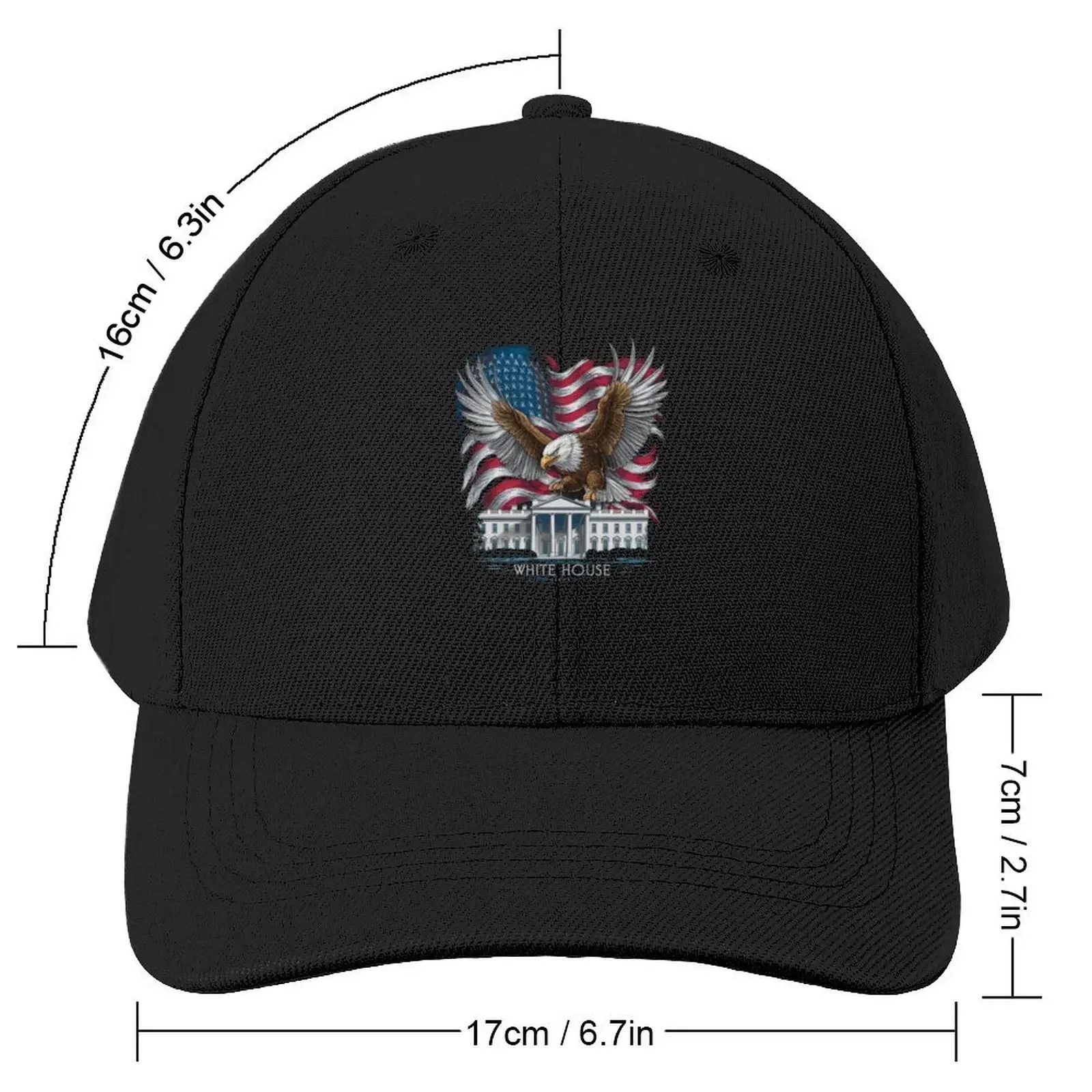 Patriotic Eagle & White House T-Shirt - American Flag Apparel Baseball Cap Trucker Hat beach hat funny hat Hats For Women Men's