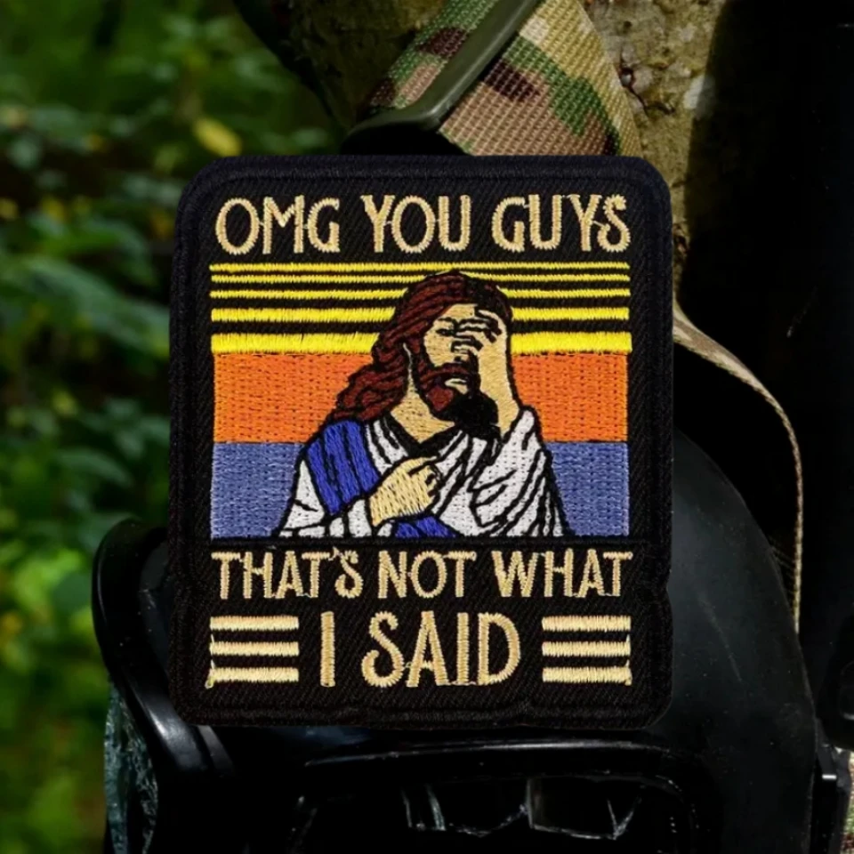 Parche moral bordado Jesús Omg You Guys – Velcro táctico - imagen 5