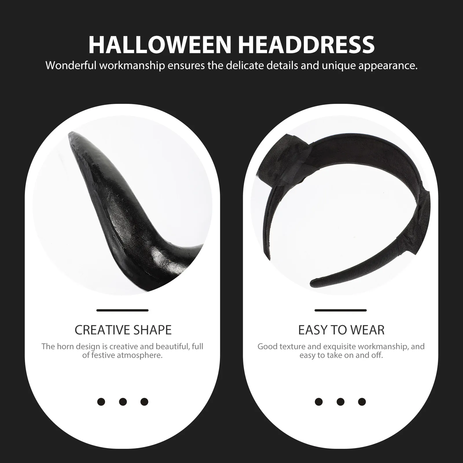 Devil Horn Headband Halloween Cosplay Hair Hoop Plastic Horn Headdress Party Photo Shooting Stage Performance Accessory