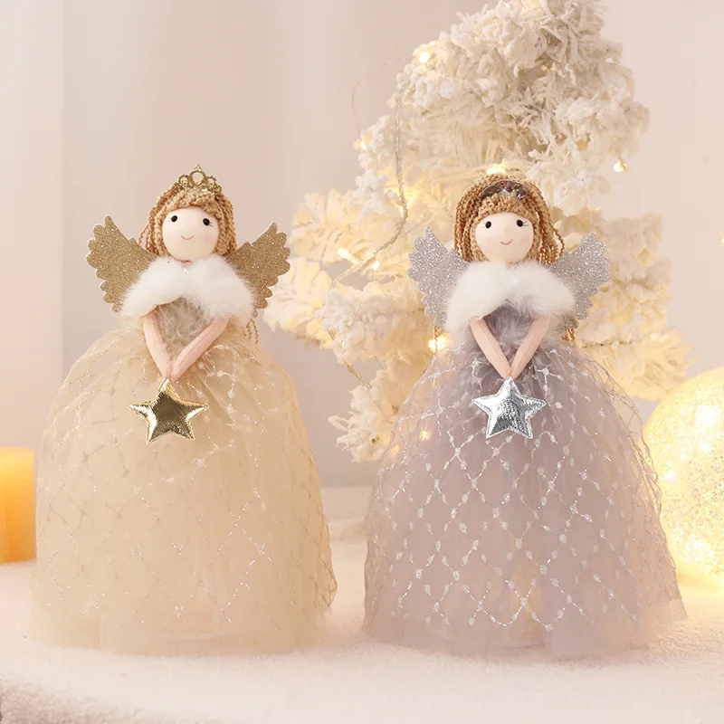 Bonito anjo menina boneca natal anjo menina pendurado decoração árvore de natal topo boneca de natal decoração crianças presentes de natal