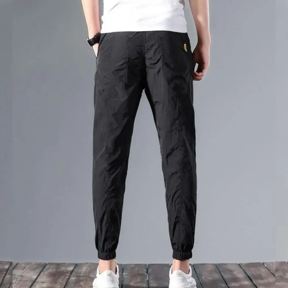 

No Fading Men Sweatpants Polyester Drawstring Pants Breathable Korean Style Men Ankle Tied Joggers Pants Men Clothing