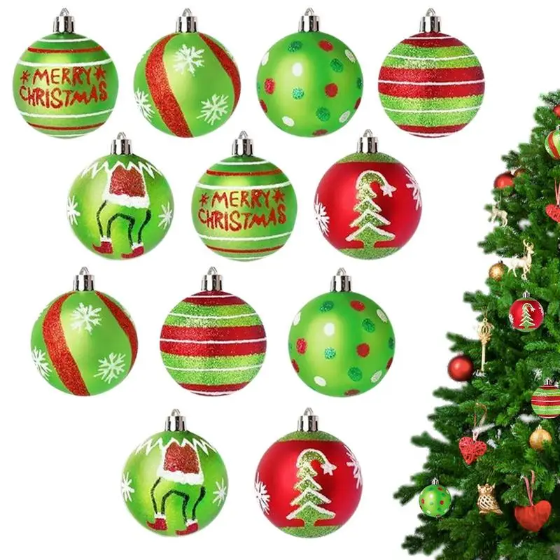 2025 Christmas Glittering Balls Ornaments 12Pcs/set Holiday Decor Christmas Tree Glitter Ball Swirl Candy Peppermint