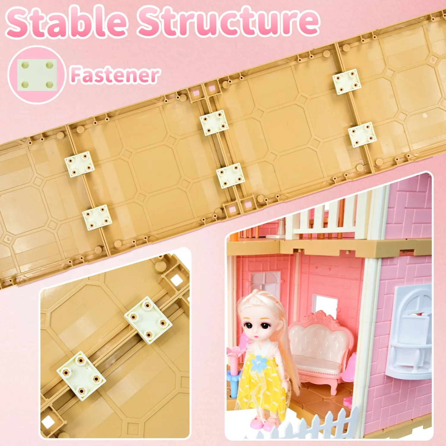 プリンセスキャッスルヴィラドールハウス |   人形と家具付きの5つの部屋 |   女の子向け教育用プレイハウス |   誕生日ギフトボックス (21.28インチ x